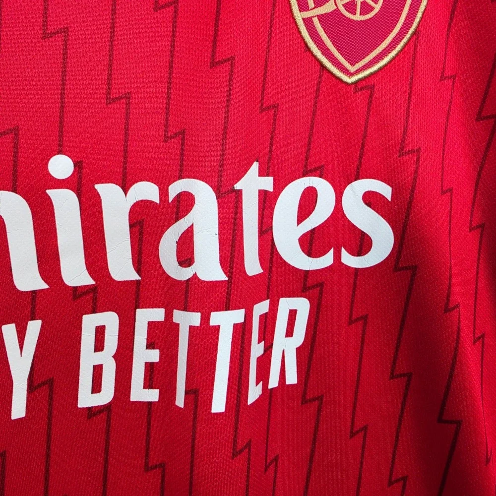 Arsenal Jersey Men's L Red White Emirates Fly Better 22 Soccer Futbol Blokecore